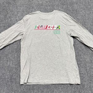 Nautica Long Sleeve Shirt Men's Large‎ Countries Cotton Blend Pullover Gray